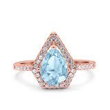 Pear Teardrop Natural Stone Halo Ring