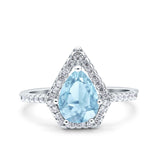 Pear Teardrop Natural Stone Halo Ring