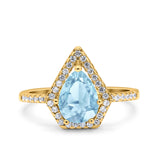 Pear Teardrop Natural Stone Halo Ring