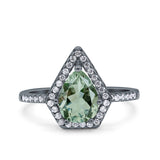 Pear Teardrop Natural Stone Halo Ring