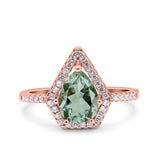 Pear Teardrop Natural Stone Halo Ring