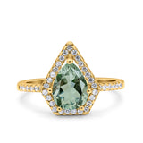 Pear Teardrop Natural Stone Halo Ring