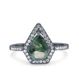 Pear Teardrop Natural Stone Halo Ring