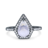 Pear Teardrop Natural Stone Halo Ring