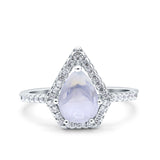 Pear Teardrop Natural Moonstone Pentagon Shaped Ring 925 Sterling Silver