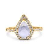 Pear Teardrop Natural Stone Halo Ring