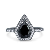 Pear Teardrop Natural Stone Halo Ring