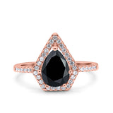 Pear Teardrop Natural Stone Halo Ring