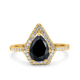 Pear Teardrop Natural Stone Halo Ring