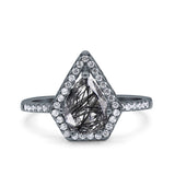 Pear Teardrop Natural Stone Halo Ring