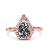 Pear Teardrop Natural Stone Halo Ring