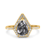 Pear Teardrop Natural Stone Halo Ring