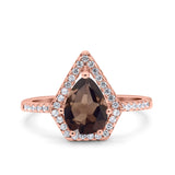Pear Teardrop Natural Stone Halo Ring