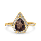 Pear Teardrop Natural Stone Halo Ring