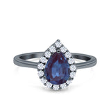 Pear Teardrop Natural Stone Halo Ring