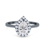 Pear Teardrop Natural Stone Halo Ring