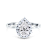 Pear Teardrop Natural Stone Halo Ring