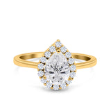 Pear Teardrop Natural Stone Halo Ring