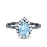 Pear Teardrop Natural Stone Halo Ring