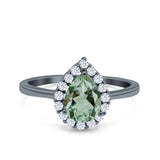 Pear Teardrop Natural Stone Halo Ring
