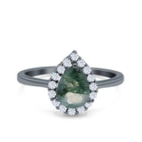 Pear Teardrop Natural Stone Halo Ring