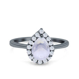 Pear Teardrop Natural Stone Halo Ring