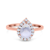 Pear Teardrop Natural Stone Halo Ring