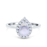 Pear Teardrop Natural Stone Halo Ring