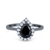 Pear Teardrop Natural Stone Halo Ring