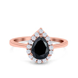 Pear Teardrop Natural Stone Halo Ring