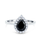 Pear Teardrop Natural Stone Halo Ring