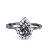 Pear Teardrop Natural Stone Halo Ring