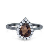 Pear Teardrop Natural Stone Halo Ring