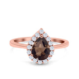 Pear Teardrop Natural Stone Halo Ring