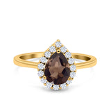 Pear Teardrop Natural Stone Halo Ring