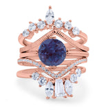 Three Piece Round Natural Stone Cocktail Ring