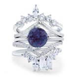 Three Piece Round Natural Stone Cocktail Ring
