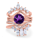 Three Piece Round Natural Stone Cocktail Ring