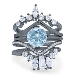 Three Piece Round Natural Stone Cocktail Ring