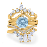 Three Piece Round Natural Stone Cocktail Ring