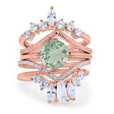 Three Piece Round Natural Stone Cocktail Ring