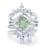 Three Piece Round Natural Stone Cocktail Ring