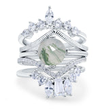 Three Piece Round Natural Stone Cocktail Ring