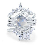 Three Piece Round Natural Stone Cocktail Ring