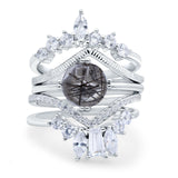 Three Piece Round Natural Stone Cocktail Ring