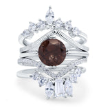 Three Piece Round Natural Stone Cocktail Ring