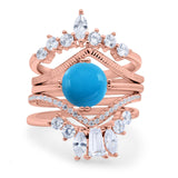 Three Piece Round Natural Stone Cocktail Ring