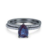 Two Piece Pear Teardrop Natural Stone Ring