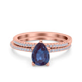 Two Piece Pear Teardrop Natural Stone Ring