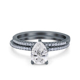 Two Piece Pear Teardrop Natural Stone Ring